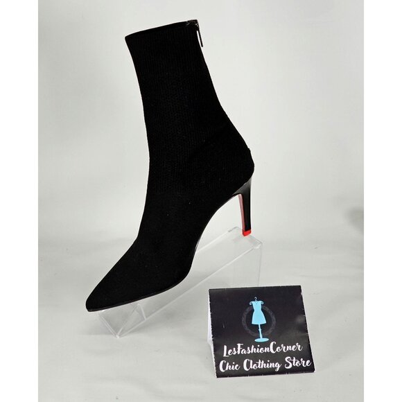 Staccato Women's Black Knit Pointed Toe Mid Socks Boots Red Heels Sz 9.5 40 314 - Picture 16 of 16